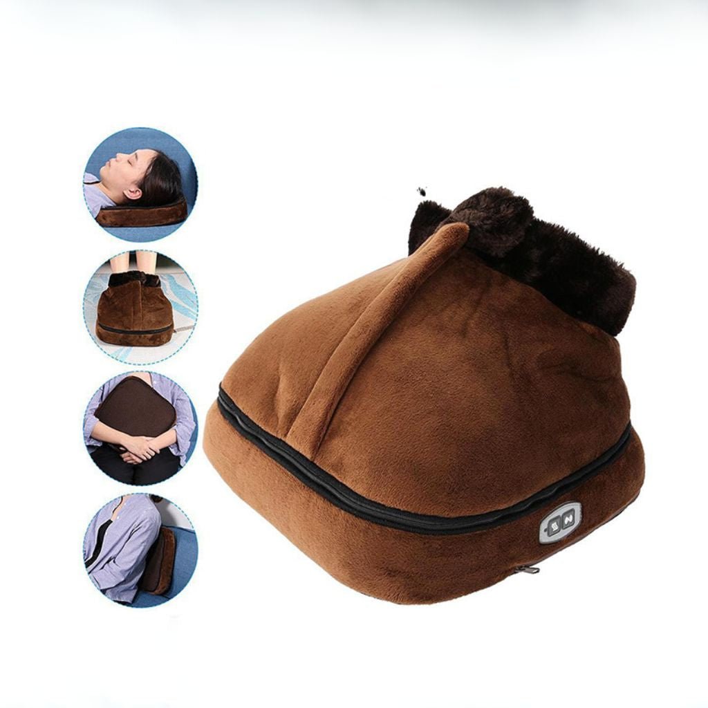 Foot Massager Heated Plush Vibration Slippers Cozy Relaxation - Oracle Gifts
