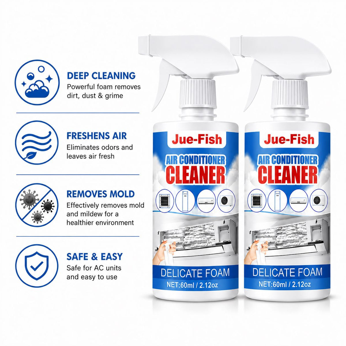 2 Bottles Air Conditioner Cleaner Foam Spray - Oracle Gifts