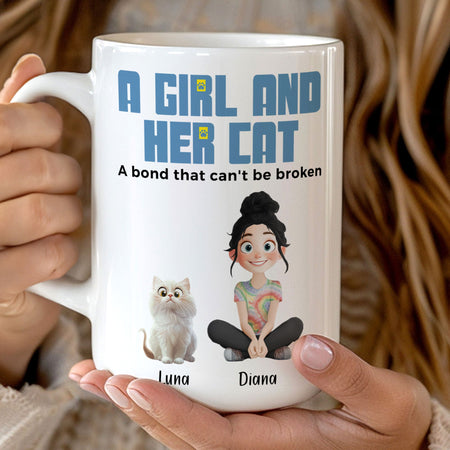 A Girl And Her Cats - Personalized Mug - Gift For Daughter