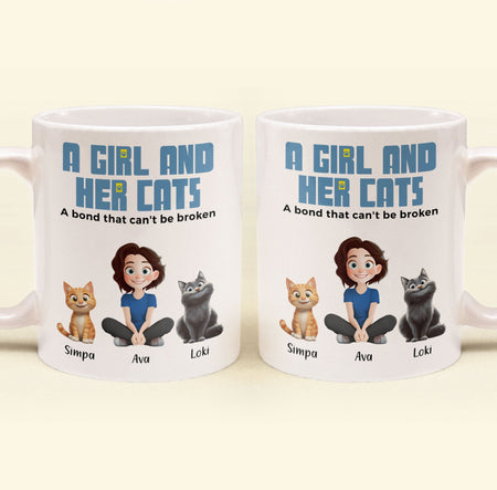 A Girl And Her Cats - Personalized Mug - Gift For Daughter