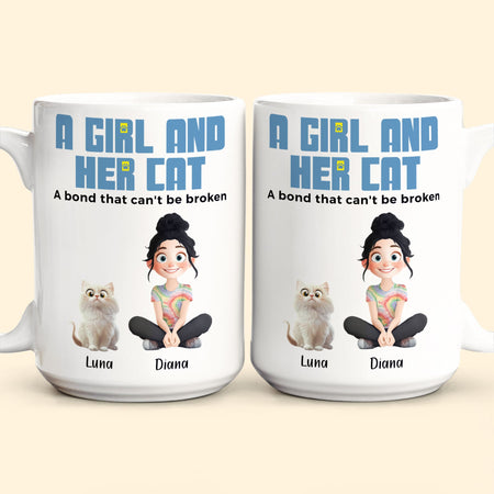 A Girl And Her Cats - Personalized Mug - Gift For Daughter