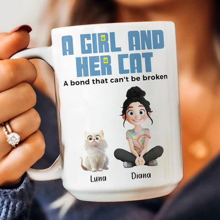 A Girl And Her Cats - Personalized Mug - Gift For Daughter