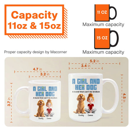 A Girl & Her Dogs Has Unbreakable Bond - Personalized Mug - Gift For Daughter
