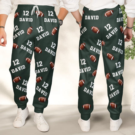 American Football Custom Name, Number - Personalized Sweatpants, Lounge Pants With Pockets, Custom Pajama Pants, Jogger Sweatpants, Gift For Son, Gift for Him