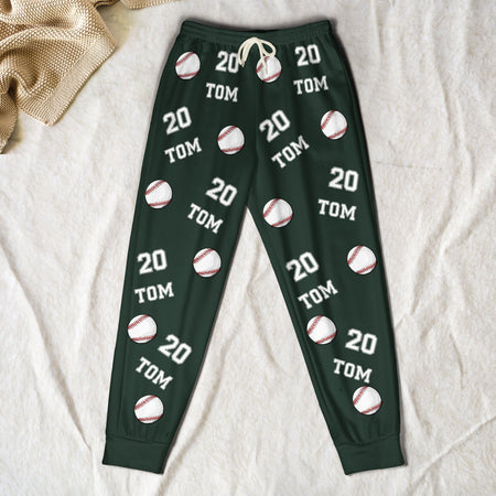 Baseball Custom Name, Number - Personalized Sweatpants - Lounge Pants With Pockets, Custom Pajama Pants, Jogger Sweatpants, Gift For Son, Gift for Him