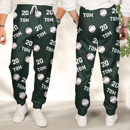 Baseball Custom Name, Number - Personalized Sweatpants - Lounge Pants With Pockets, Custom Pajama Pants, Jogger Sweatpants, Gift For Son, Gift for Him