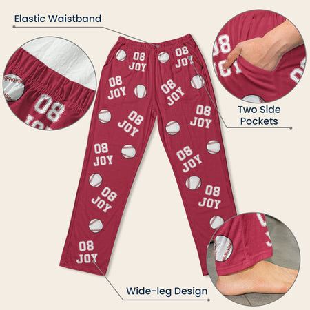 Baseball Custom Name, Number - Personalized Sweatpants - Lounge Pants With Pockets, Custom Pajama Pants, Jogger Sweatpants, Gift For Son, Gift for Him