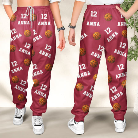 Basketball Custom Name, Number - Personalized Sweatpants - Lounge Pants With Pockets, Custom Pajama Pants, Jogger Sweatpants, Gift For Son, Gift for Him