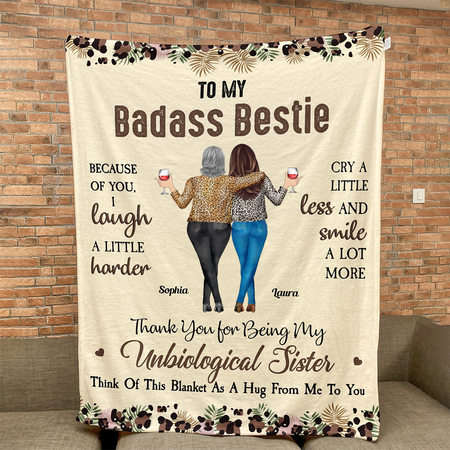 Because Of You, I Laugh A Little Harder - Personalized Blanket - Gift For Friend