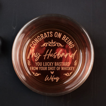 Congrats On Being My Husband - Personalized Engraved Whiskey Glass - Gift For Husband