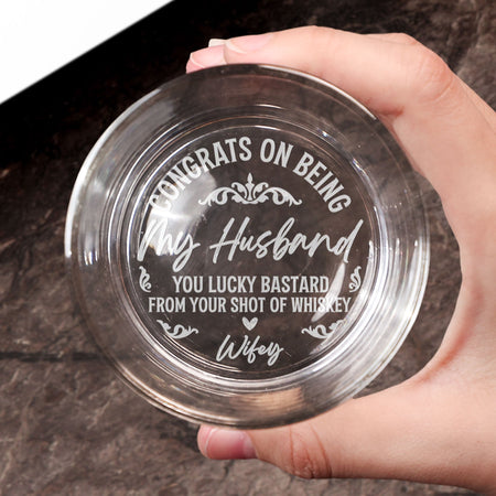 Congrats On Being My Husband - Personalized Engraved Whiskey Glass - Gift For Husband