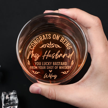 Congrats On Being My Husband - Personalized Engraved Whiskey Glass - Gift For Husband