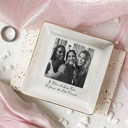 Custom Bestie Photo Trinket Tray For Best Friend Friendship Thank You Gifts - Personalized Jewelry Dish