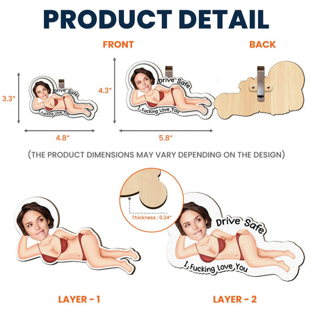 Drive Safe I F*cking Love You - Funny Gifts For Husband, Wife - Personalized Wooden Photo Car Visor Clip - Gift For Husband