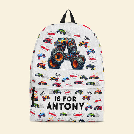 Monster Truck, Unicorn, Astronaut Alphabet Gift For Kids - Personalized Kid Backpack