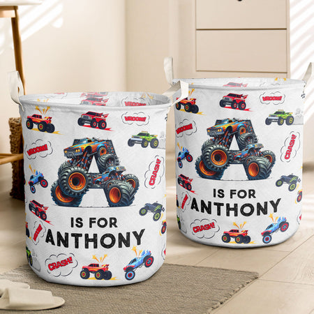 Monster Truck, Unicorn, Astronaut Alphabet Organizer - Personalized Storage Basket