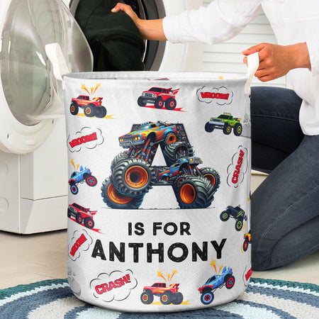 Monster Truck, Unicorn, Astronaut Alphabet Organizer - Personalized Storage Basket