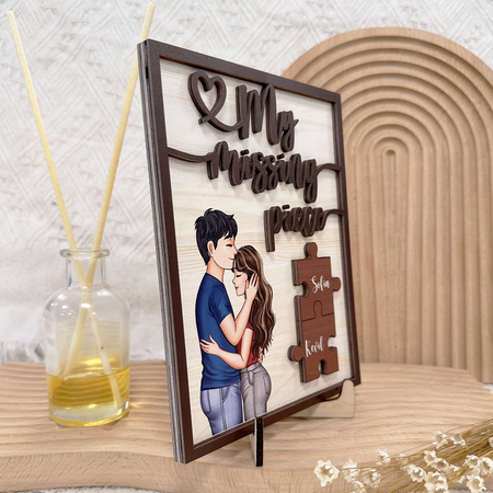 My Missing Piece Couples Valentines Day - Personalized Wooden Plaque