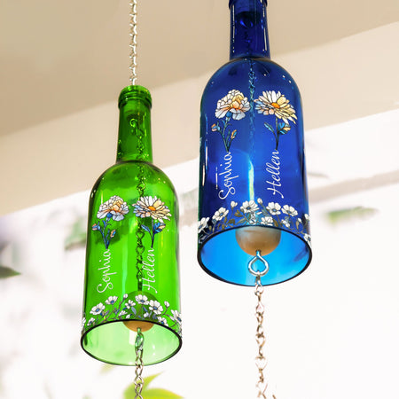 Sisters Different Flowers From The Same Garden - Personalized Wine Bottle Wind Chime