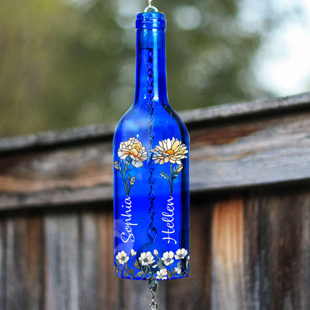 Sisters Different Flowers From The Same Garden - Personalized Wine Bottle Wind Chime