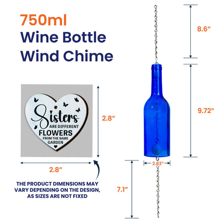 Sisters Different Flowers From The Same Garden - Personalized Wine Bottle Wind Chime