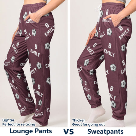 Soccer Custom Name, Number - Personalized Sweatpants, Lounge Pants With Pockets