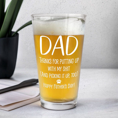 Thanks Dad We Woof You New Version - Personalized Beer Glass