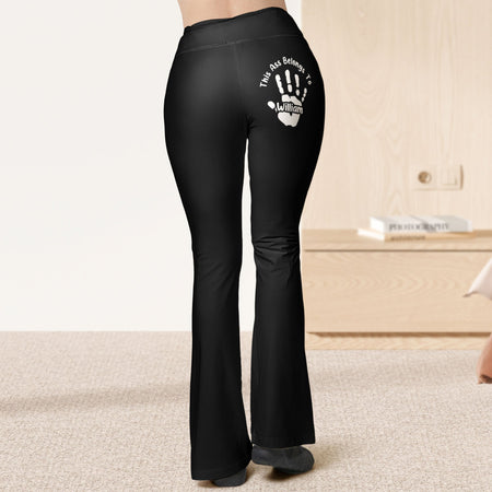 This A$$ Belongs To - Naughty Gifts For Wife, Girlfriend - Personalized Flare Leggings - Gift For Wife