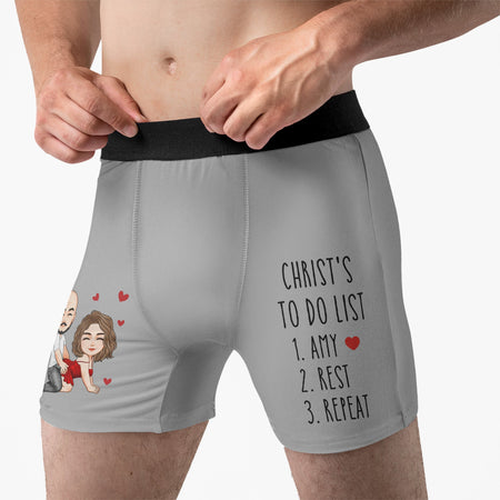 To Do List Naughty Couple Valentine's Day Anniversary Gift For Husband, Boyfriend - Personalized Men's Boxer Brief