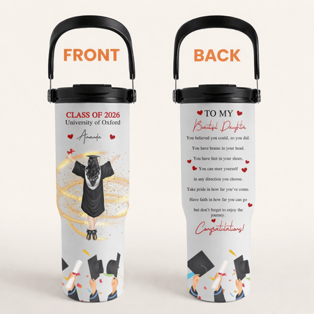 Graduation Congratulation Enjoy The Journey - Personalized 30oz Tumbler With Handle - Oracle Gifts