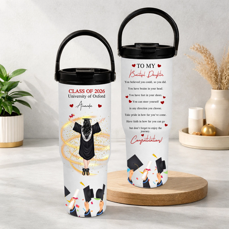 Graduation Congratulation Enjoy The Journey - Personalized 30oz Tumbler With Handle - Oracle Gifts