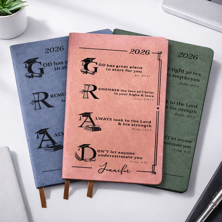 Graduation Motivation God Has Great Plans For You - Personalized Leather Journal - Oracle Gifts