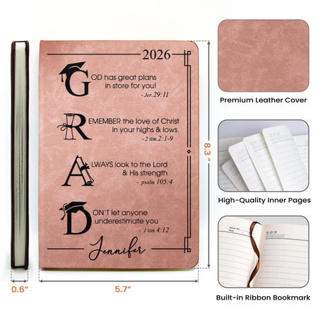 Graduation Motivation God Has Great Plans For You - Personalized Leather Journal - Oracle Gifts