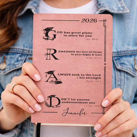 Graduation Motivation God Has Great Plans For You - Personalized Leather Journal - Oracle Gifts
