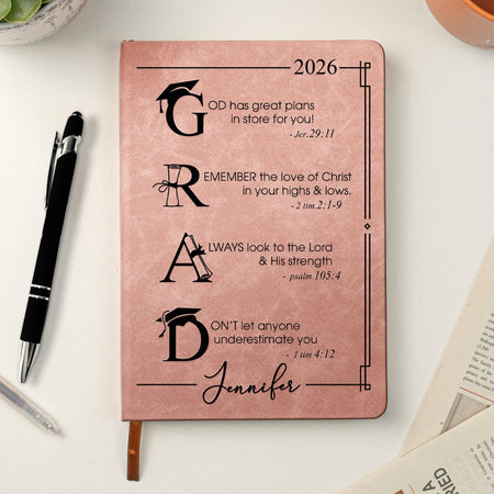 Graduation Motivation God Has Great Plans For You - Personalized Leather Journal - Oracle Gifts