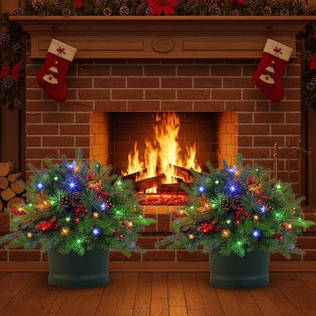 LED Evergreen Urn Filler Festive Holiday Decor - Oracle Gifts