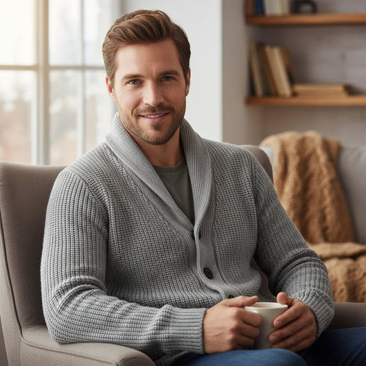 Men's Knitted Cardigan Shawl Collar | Layering - Oracle Gifts