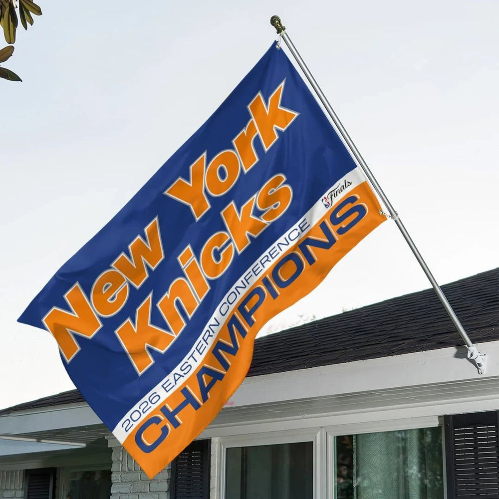 New York Knicks NBA Eastern Conference Champions 2026 flag, vibrant fabric banner for game day celebrations and fan display.