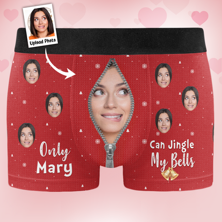 Only Wife Can Jingle My Bells - Personalized Photo Men's Boxer Briefs - Gift For Husband