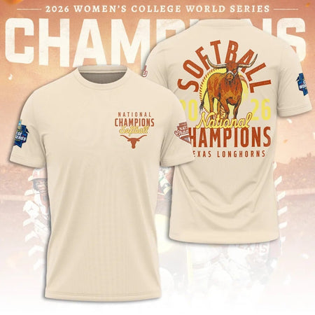 Texas Longhorns softball 2026 back-to-back champions T-shirt by Trendyhomewear, showing a fan gear graphic for softball lovers.