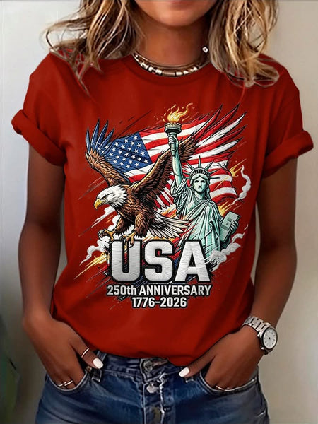Trendyhomewear USA 250th Anniversary T-Shirt featuring a bald eagle and Liberty design for Independence Day celebrations.