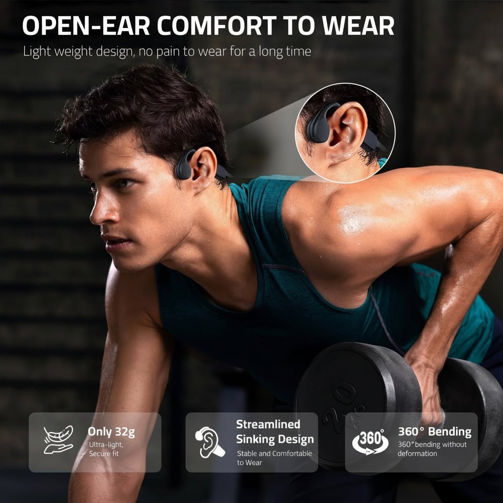 Wireless Bone Conduction Headphones USB Charging Open Ear Sport - Oracle Gifts